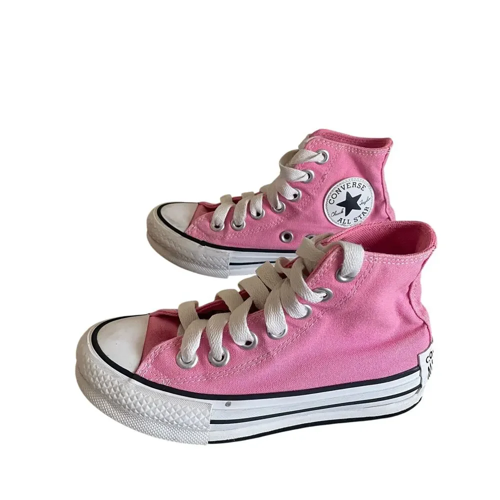 Converse Chuck Taylor Girls Size 2 Lift Platform Sneakers Pink White